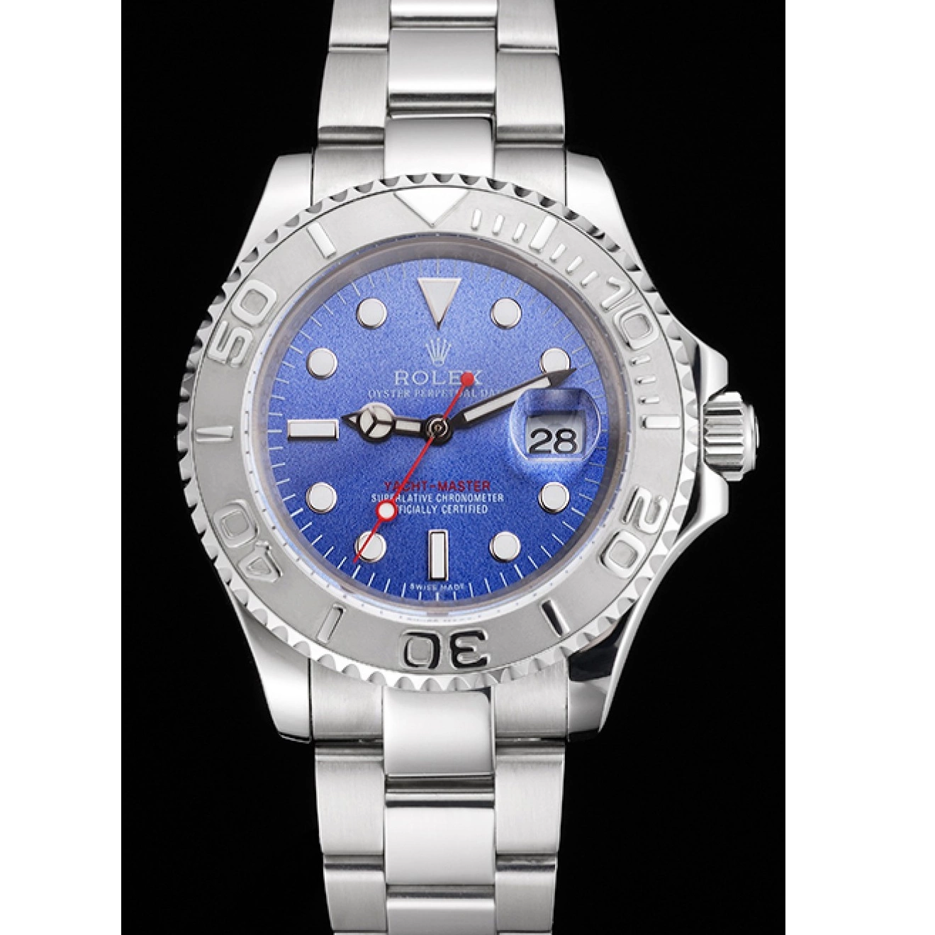 Best AAA Replica Sites Bracelet Dial And Stainless Steel Rolex Swiss Yacht-Master Case Blue 0723